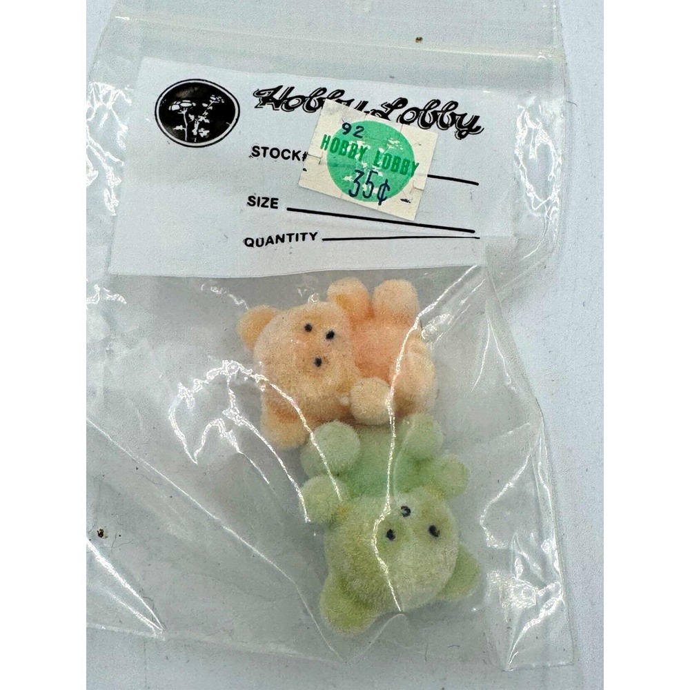 hobby lobby flocked bear mini figurines set of 2 orange & green